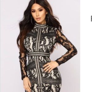 Brand new nude / black lace dress